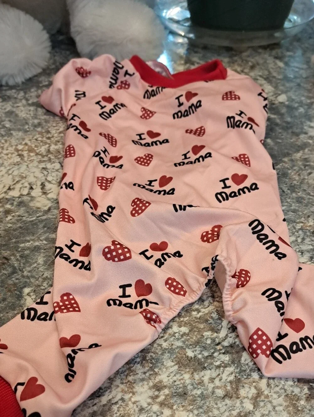 NWT I ♥ My Mom Dog Pajamas - White with Black & Red Print 3 PACK.